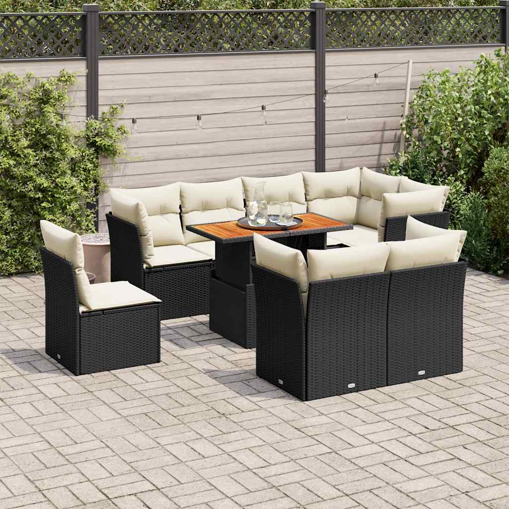 8721158743763_m_en_hd_1 vidaXL 9 Piece Garden Sofa Set with Cushions Black Poly Rattan - Image 1