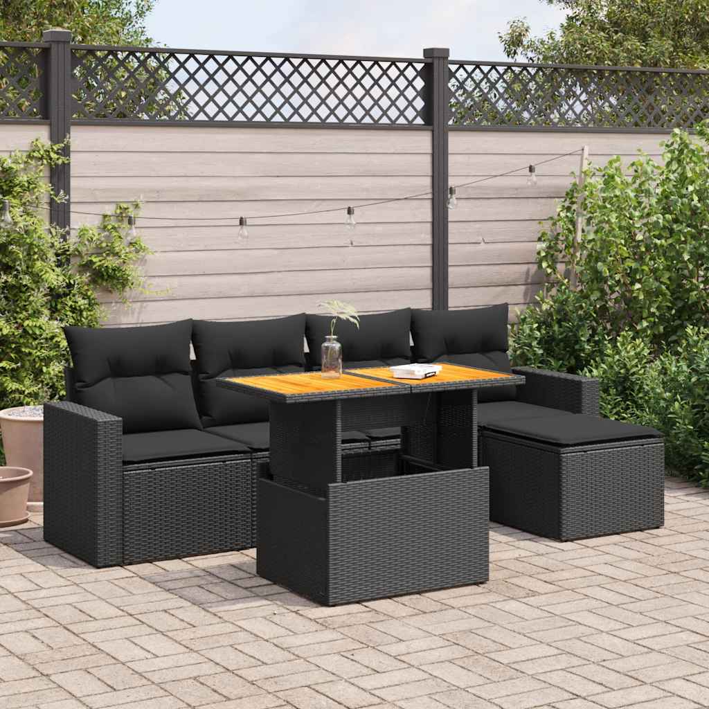 8721158744593_m_en_hd_1 vidaXL 6 Piece Garden Sofa Set with Cushions Black Poly Rattan - Image 1
