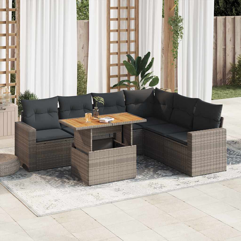 8721158744852_m_en_hd_1 vidaXL 7 Piece Garden Sofa Set with Cushions Grey Poly Rattan - Image 1