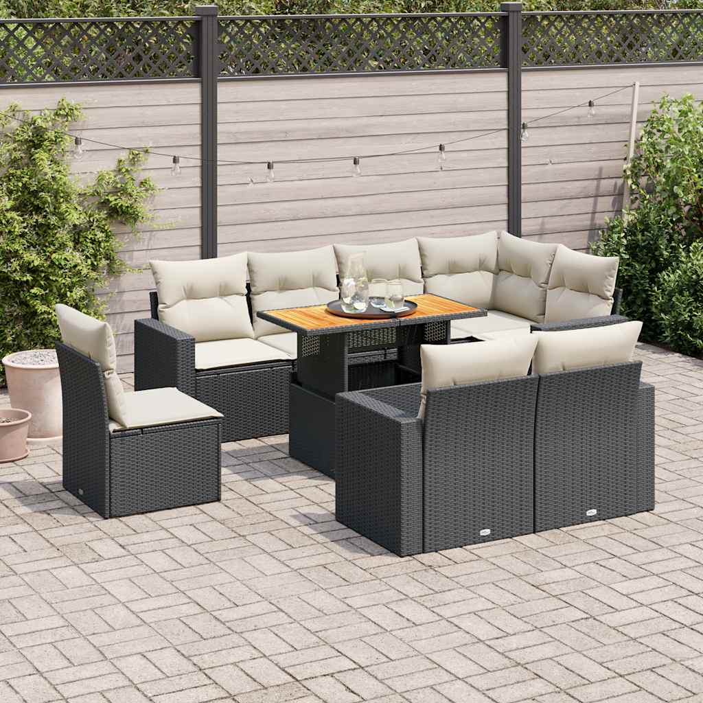 8721158744883_m_en_hd_1 vidaXL 9 Piece Garden Sofa Set with Cushions Black Poly Rattan - Image 1