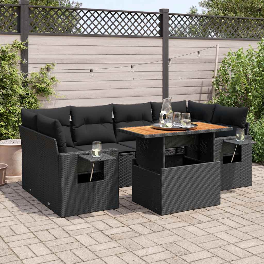 8721158745507_m_en_hd_1 vidaXL 7 Piece Garden Sofa Set with Cushions Black Poly Rattan - Image 1