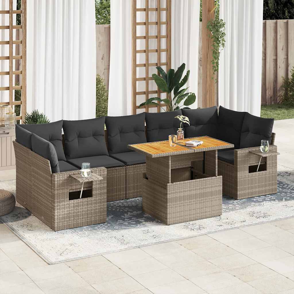 8721158745620_m_en_hd_1 vidaXL 8 Piece Garden Sofa Set with Cushions Grey Poly Rattan - Image 1
