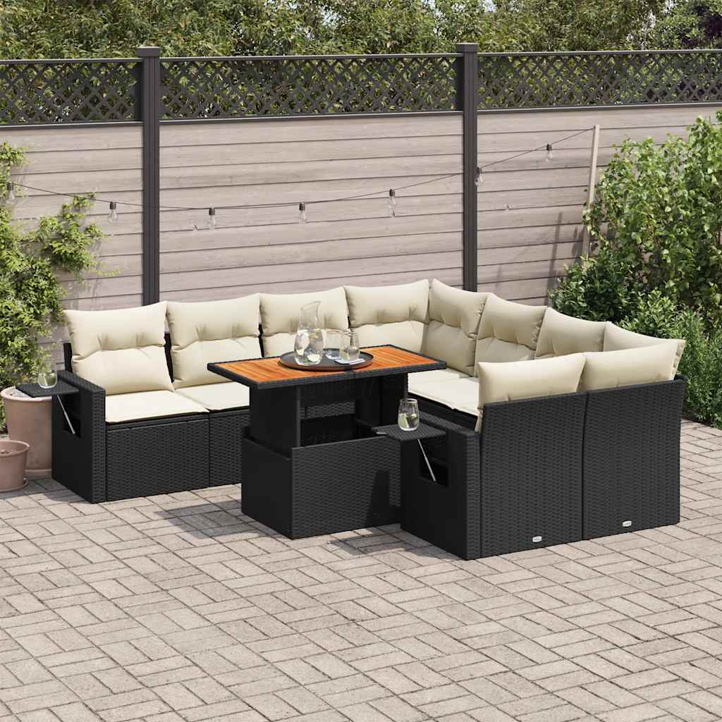 8721158745651_m_en_hd_1 vidaXL 9 Piece Garden Sofa Set with Cushions Black Poly Rattan - Image 1