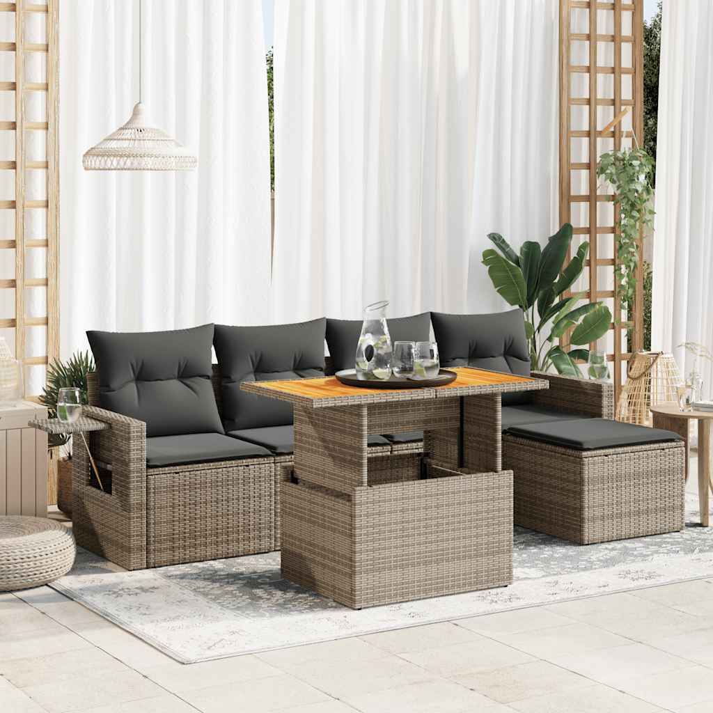 8721158745767_m_en_hd_1 vidaXL 6 Piece Garden Sofa Set with Cushions Grey Poly Rattan - Image 1