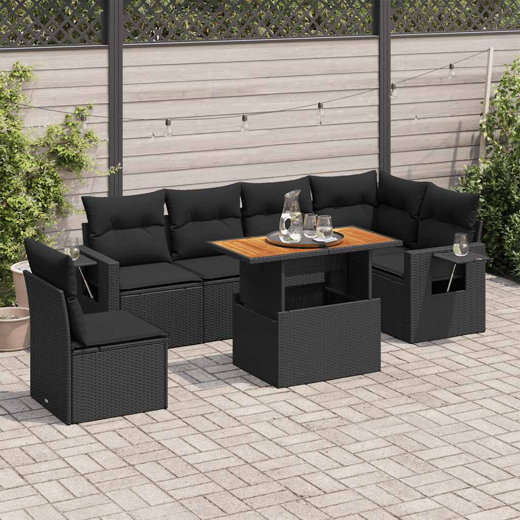8721158745927_m_en_hd_1 vidaXL 7 Piece Garden Sofa Set with Cushions Black Poly Rattan - Image 1