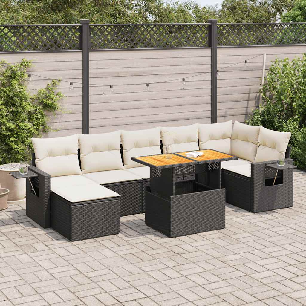 8721158746146_m_en_hd_1 vidaXL 8 Piece Garden Sofa Set with Cushions Black Poly Rattan - Image 1
