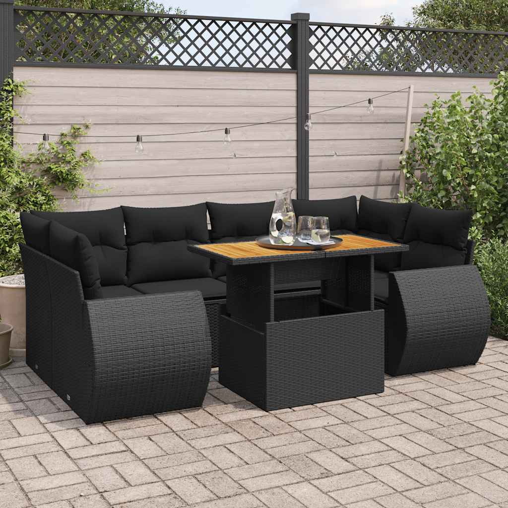 8721158746627_m_en_hd_1 vidaXL 7 Piece Garden Sofa Set with Cushions Black Poly Rattan - Image 1