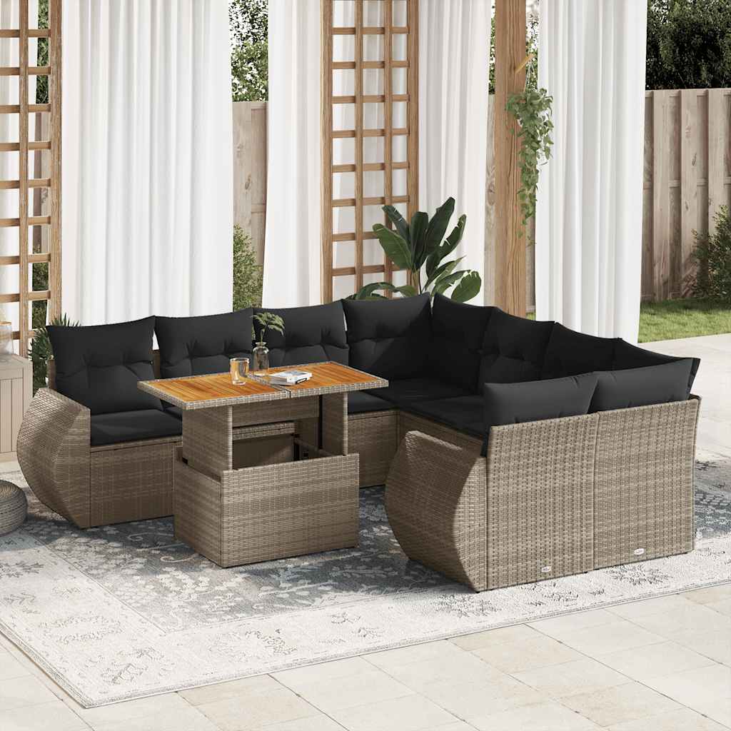 8721158746818_m_en_hd_1 vidaXL 9 Piece Garden Sofa Set with Cushions Grey Poly Rattan - Image 1