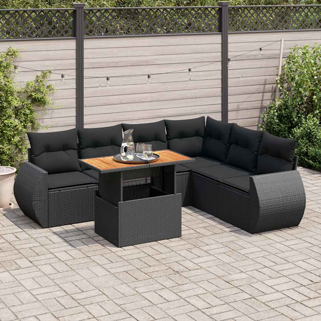 8721158747044_m_en_hd_1 vidaXL 7 Piece Garden Sofa Set with Cushions Black Poly Rattan - Image 1