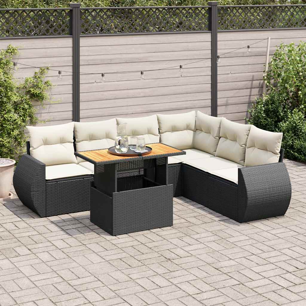 8721158747051_m_en_hd_1 vidaXL 7 Piece Garden Sofa Set with Cushions Black Poly Rattan - Image 1