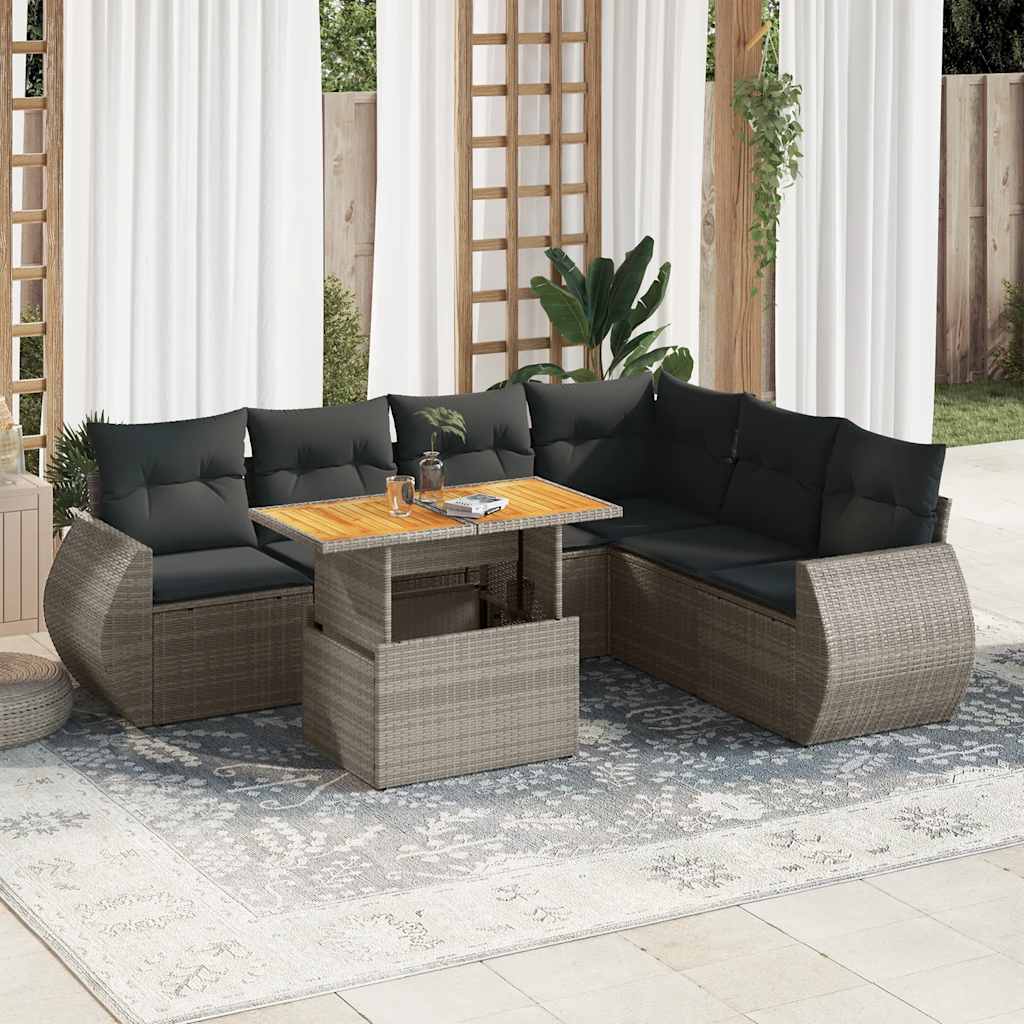 8721158747099_m_en_hd_1 vidaXL 7 Piece Garden Sofa Set with Cushions Grey Poly Rattan - Image 1