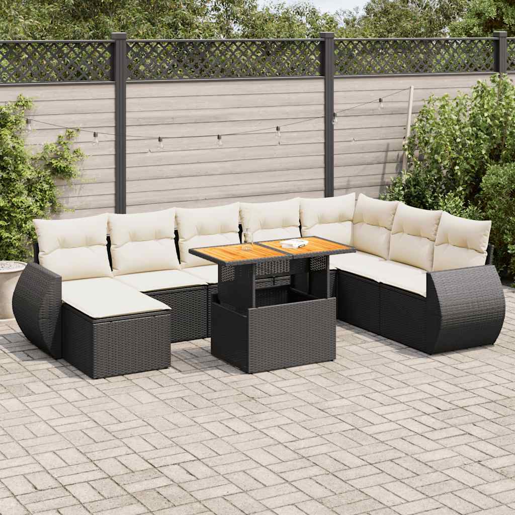 8721158747334_m_en_hd_1 vidaXL 9 Piece Garden Sofa Set with Cushions Black Poly Rattan - Image 1