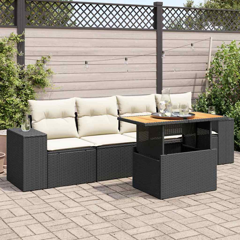 8721158747549_m_en_hd_1 vidaXL 5 Piece Garden Sofa Set with Cushions Black Poly Rattan - Image 1