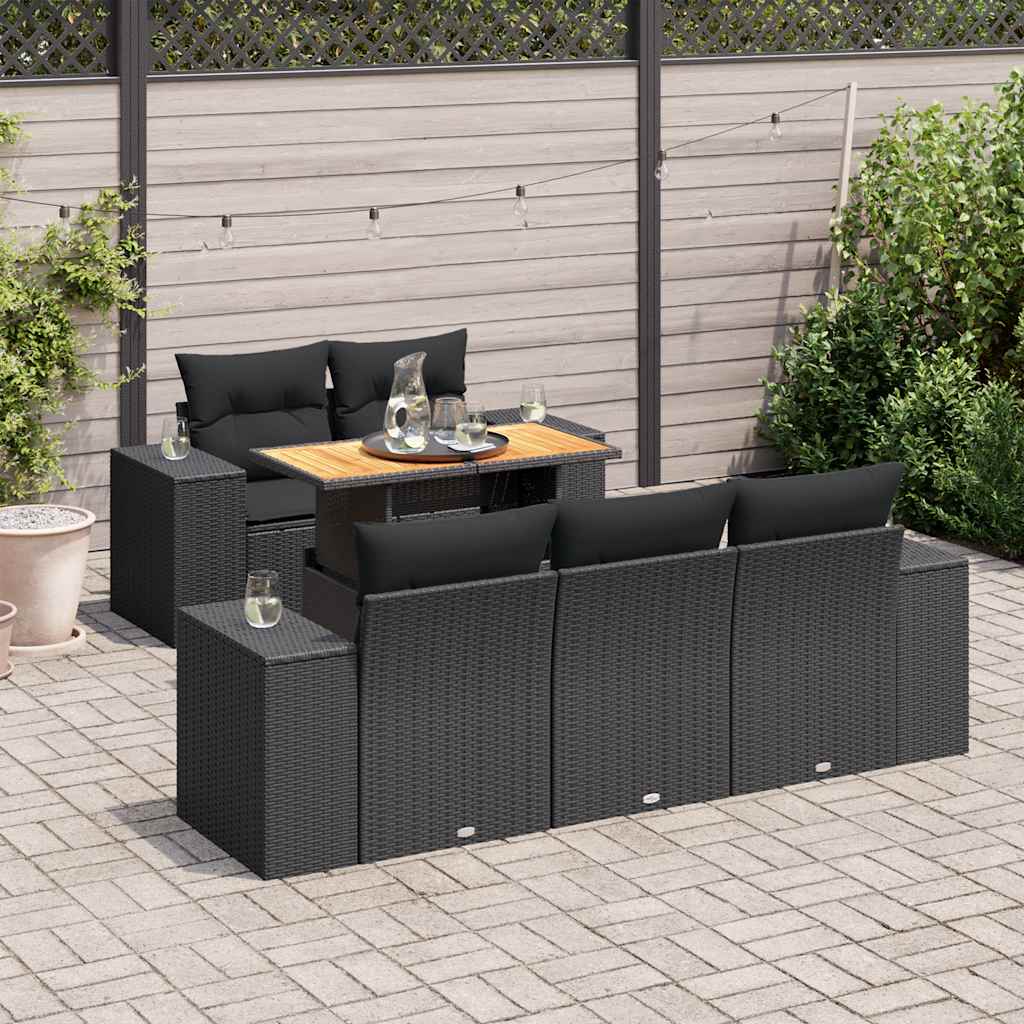 8721158747600_m_en_hd_1 vidaXL 6 Piece Garden Sofa Set with Cushions Black Poly Rattan - Image 1