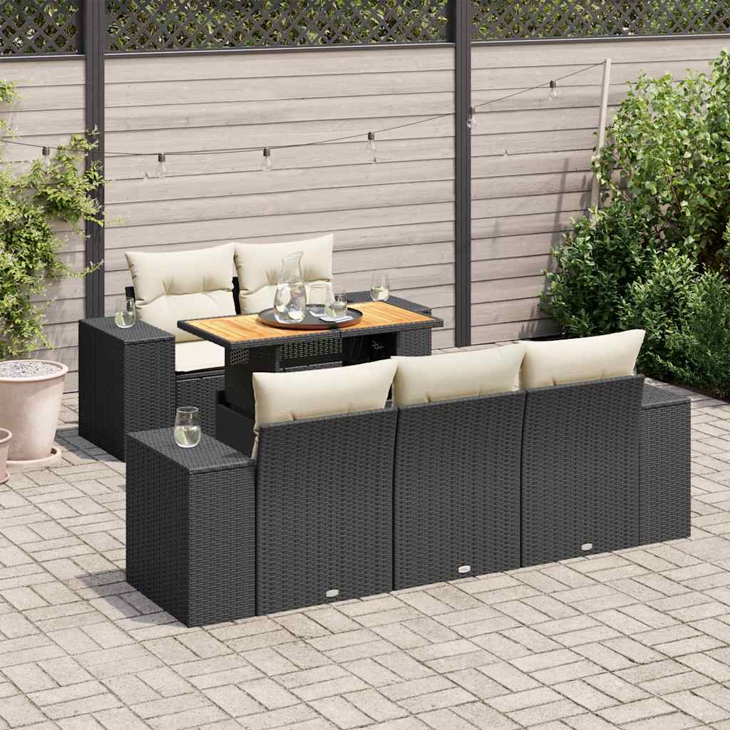 8721158747617_m_en_hd_1 vidaXL 6 Piece Garden Sofa Set with Cushions Black Poly Rattan - Image 1