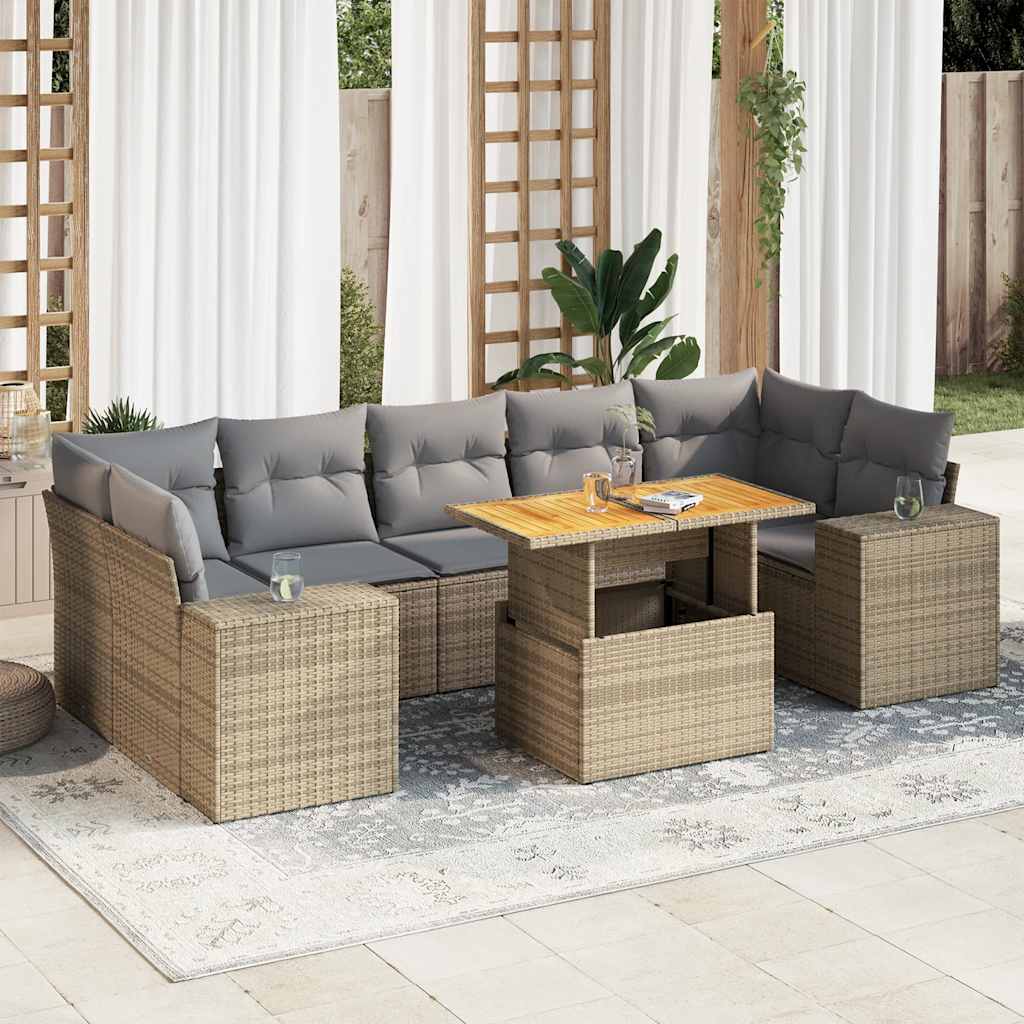 8721158747853_m_en_hd_1 vidaXL 8 Piece Garden Sofa Set with Cushions Beige Poly Rattan - Image 1