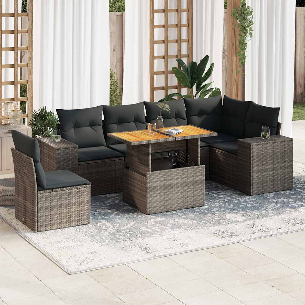 8721158748218_m_en_hd_1 vidaXL 7 Piece Garden Sofa Set with Cushions Grey Poly Rattan - Image 1
