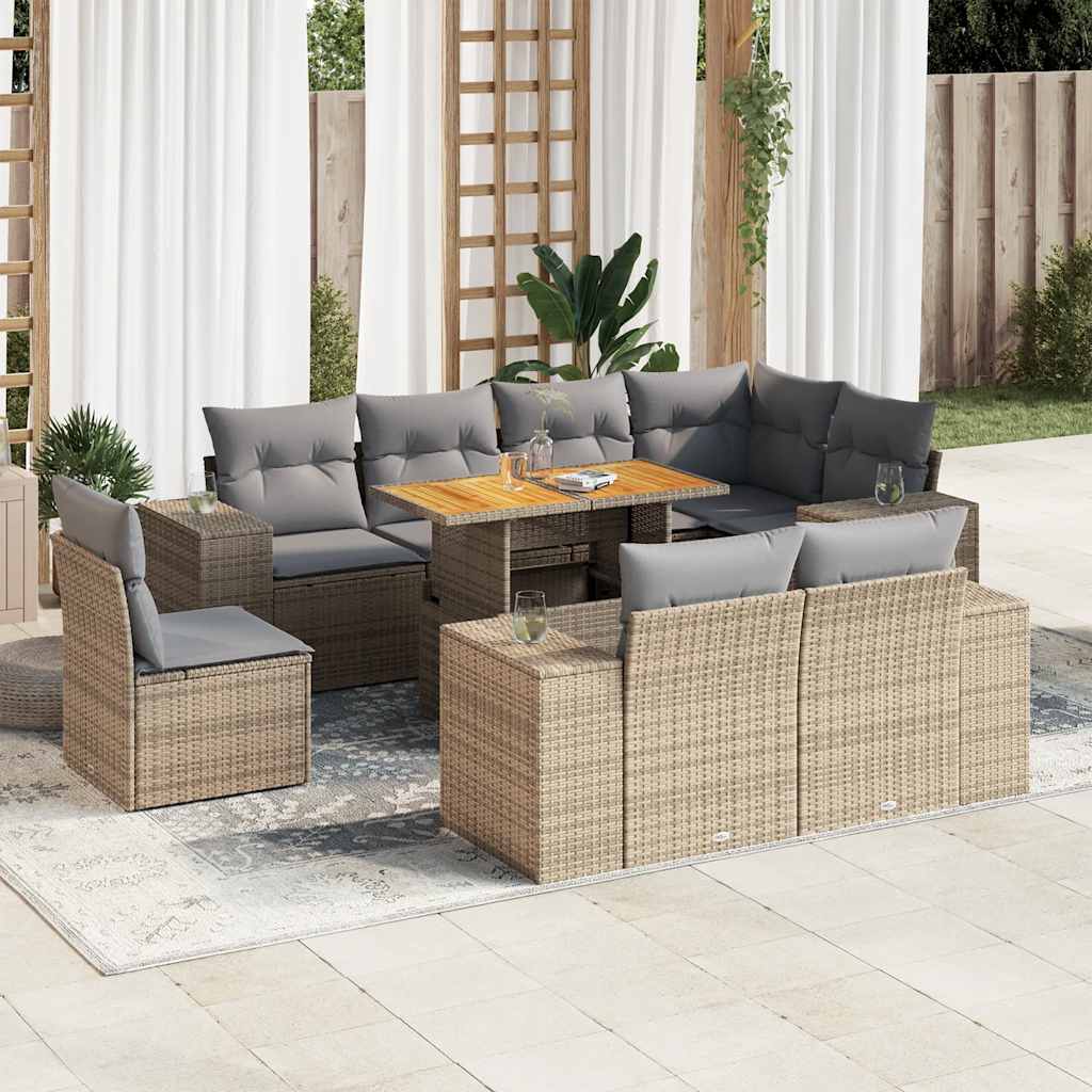 8721158748270_m_en_hd_1 vidaXL 9 Piece Garden Sofa Set with Cushions Beige Poly Rattan - Image 1