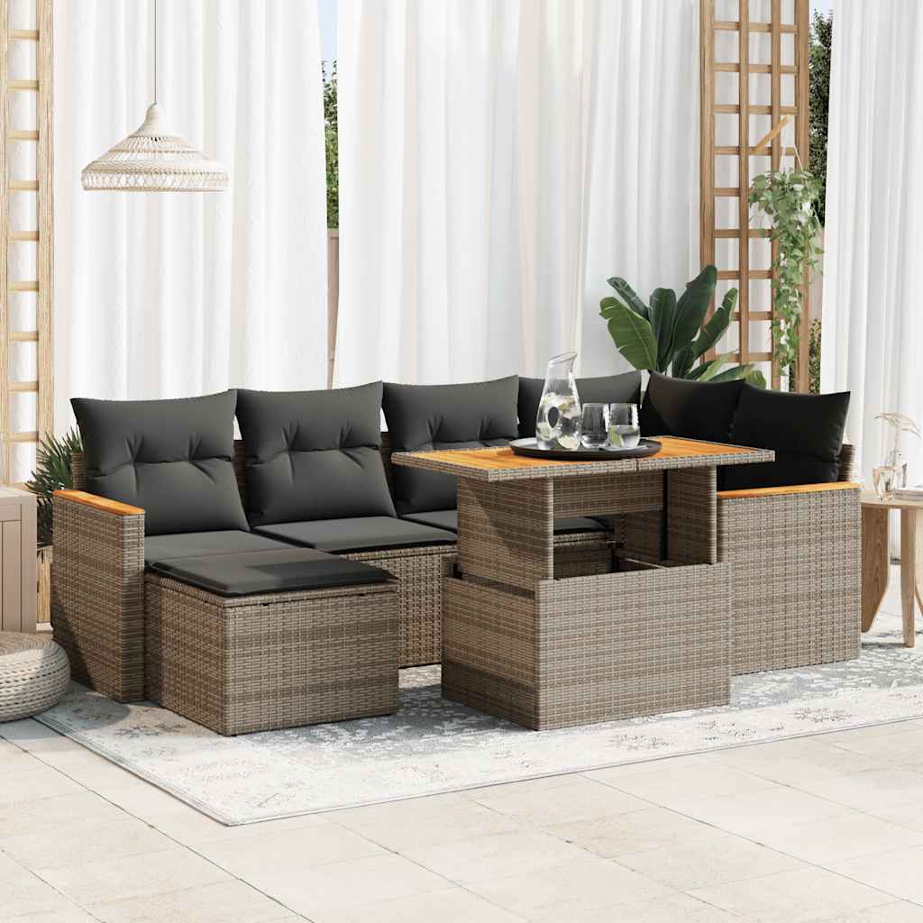 8721158749475_m_en_hd_1 vidaXL 7 Piece Garden Sofa Set with Cushions Grey Poly Rattan Acacia - Image 1