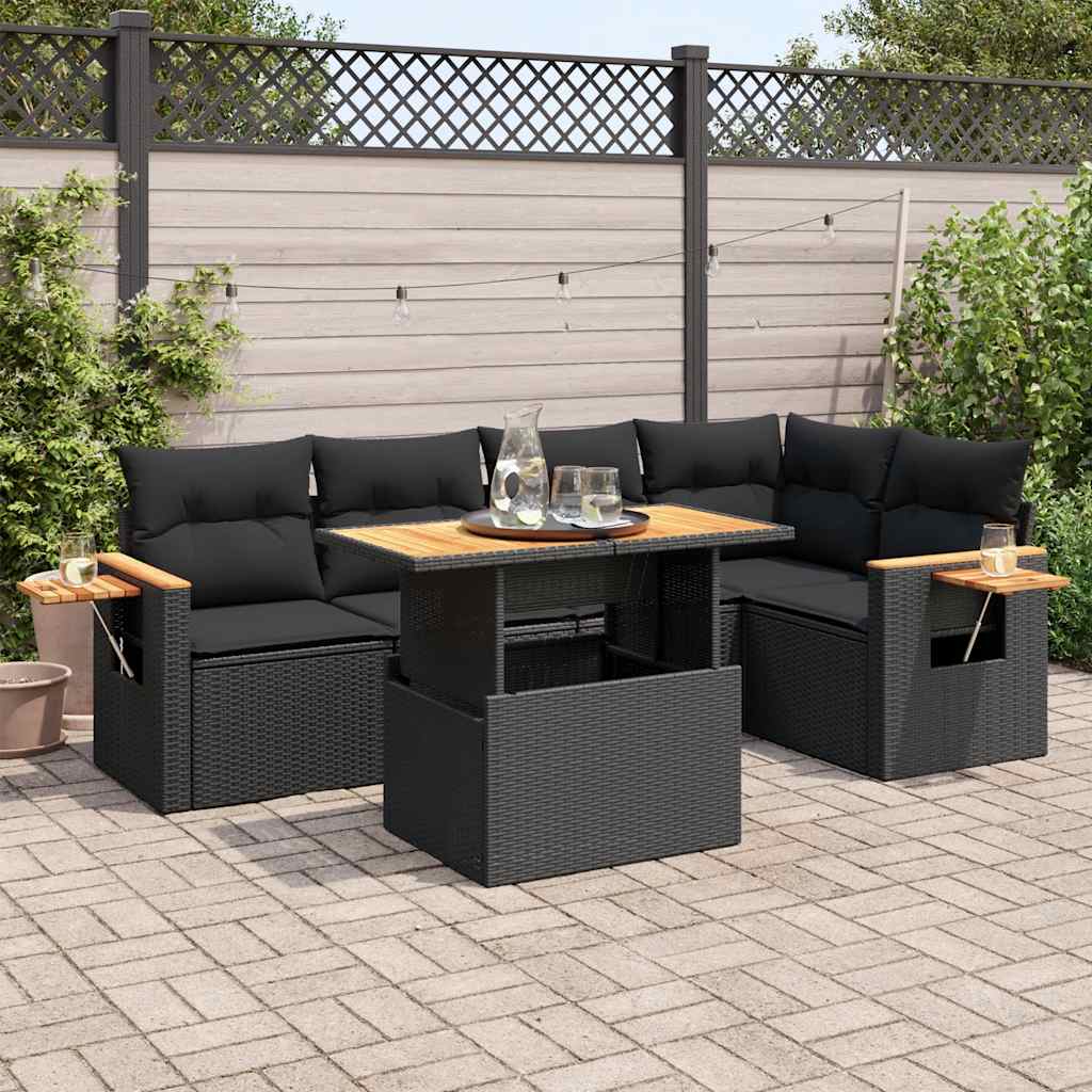 8721158750334_m_en_hd_1 vidaXL 5 Piece Garden Sofa Set with Cushions Black Poly Rattan Acacia - Image 1