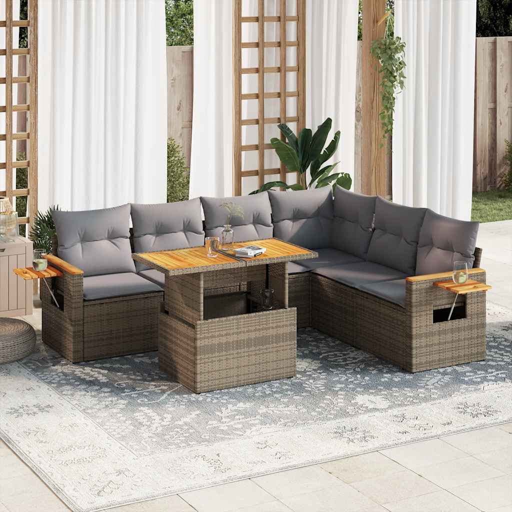 8721158750440_m_en_hd_1 vidaXL 6 Piece Garden Sofa Set with Cushions Beige Poly Rattan Acacia - Image 1
