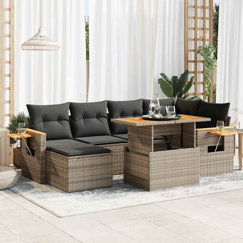 8721158750594_m_en_hd_1 vidaXL 7 Piece Garden Sofa Set with Cushions Grey Poly Rattan Acacia - Image 1