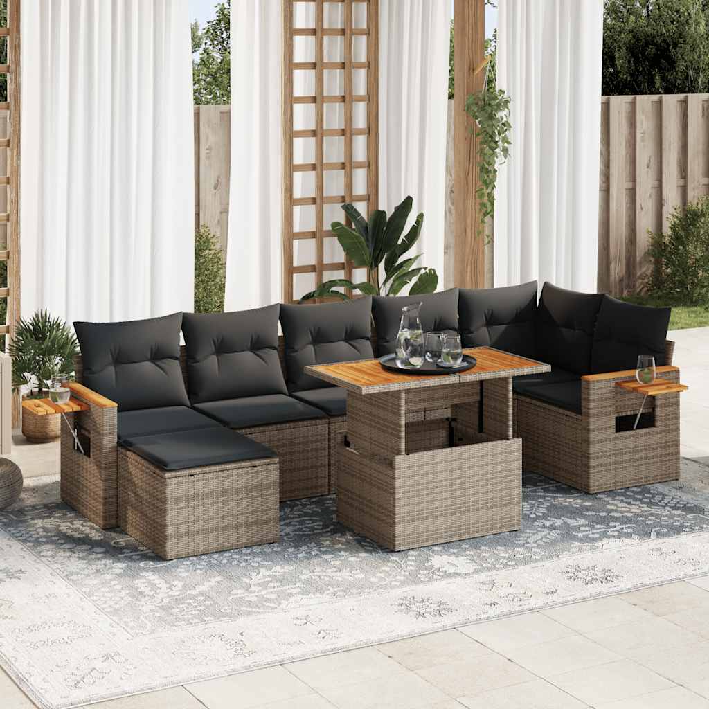 8721158750662_m_en_hd_1 vidaXL 8 Piece Garden Sofa Set with Cushions Grey Poly Rattan Acacia - Image 1