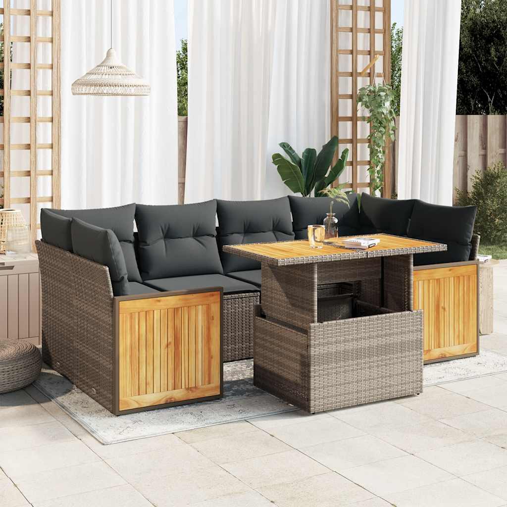 8721158751157_m_en_hd_1 vidaXL 7 Piece Garden Sofa Set with Cushions Grey Poly Rattan Acacia - Image 1