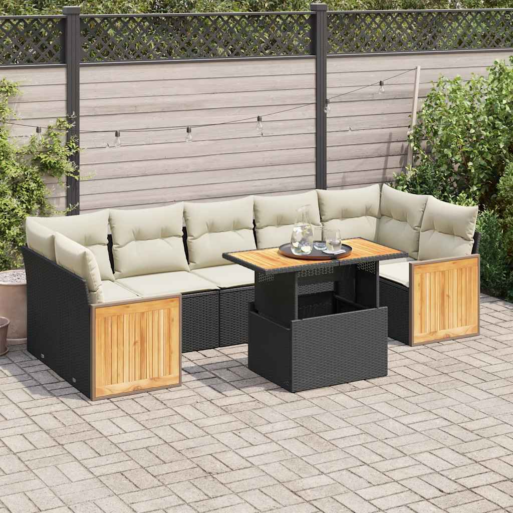 8721158751188_m_en_hd_1 vidaXL 8 Piece Garden Sofa Set with Cushions Black Poly Rattan Acacia - Image 1