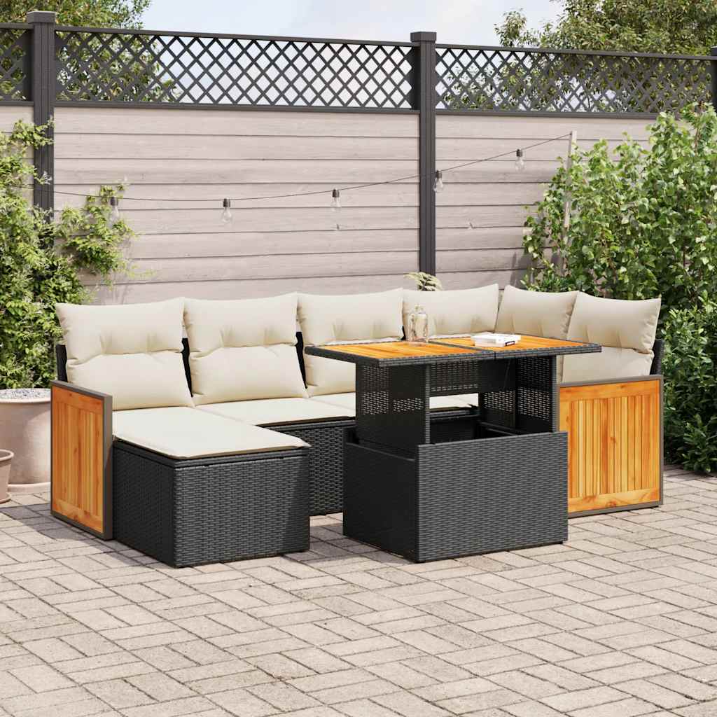 8721158751676_m_en_hd_1 vidaXL 7 Piece Garden Sofa Set with Cushions Black Poly Rattan Acacia - Image 1