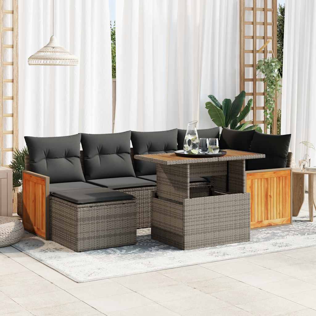 8721158751713_m_en_hd_1 vidaXL 7 Piece Garden Sofa Set with Cushions Grey Poly Rattan Acacia - Image 1