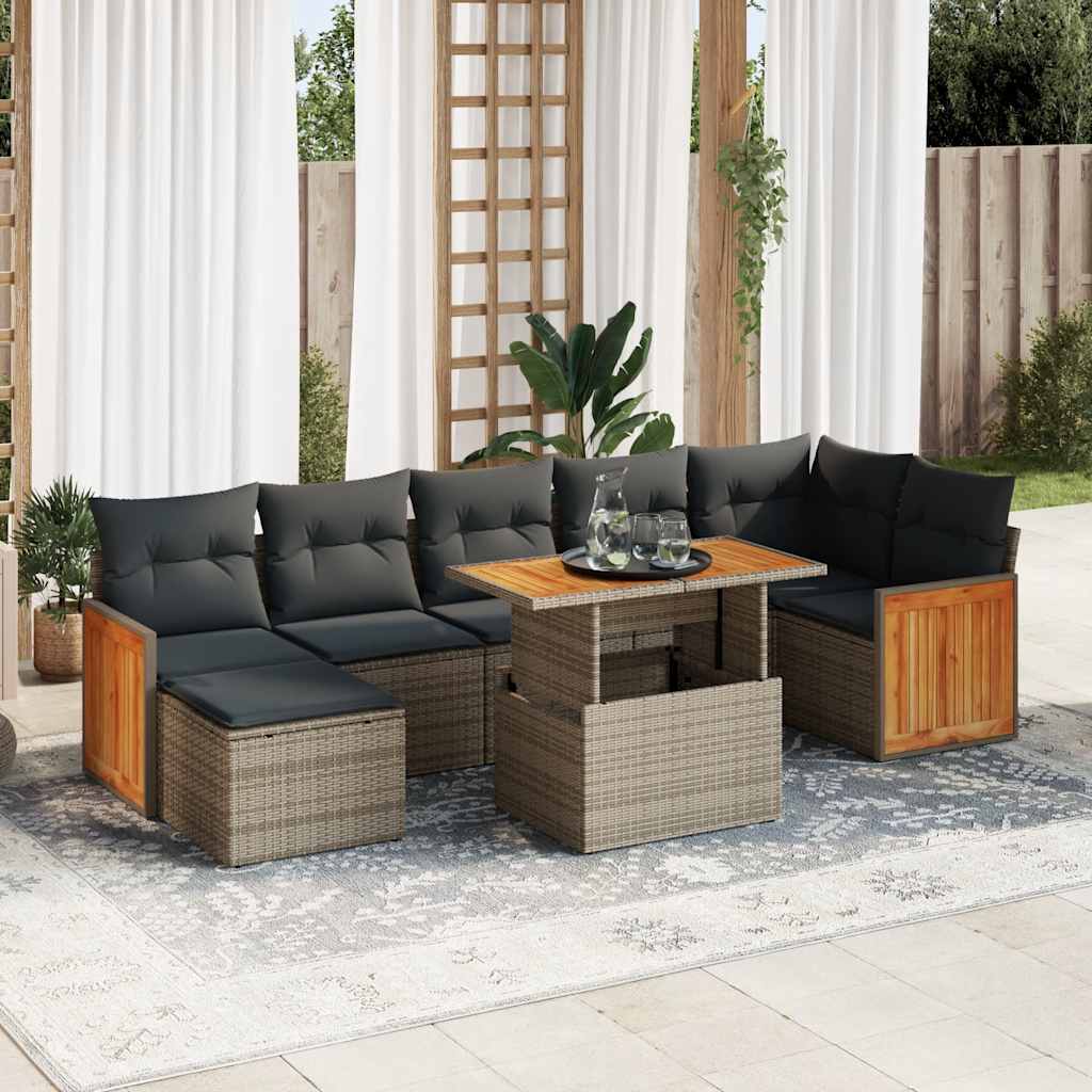 8721158751782_m_en_hd_1 vidaXL 8 Piece Garden Sofa Set with Cushions Grey Poly Rattan Acacia - Image 1