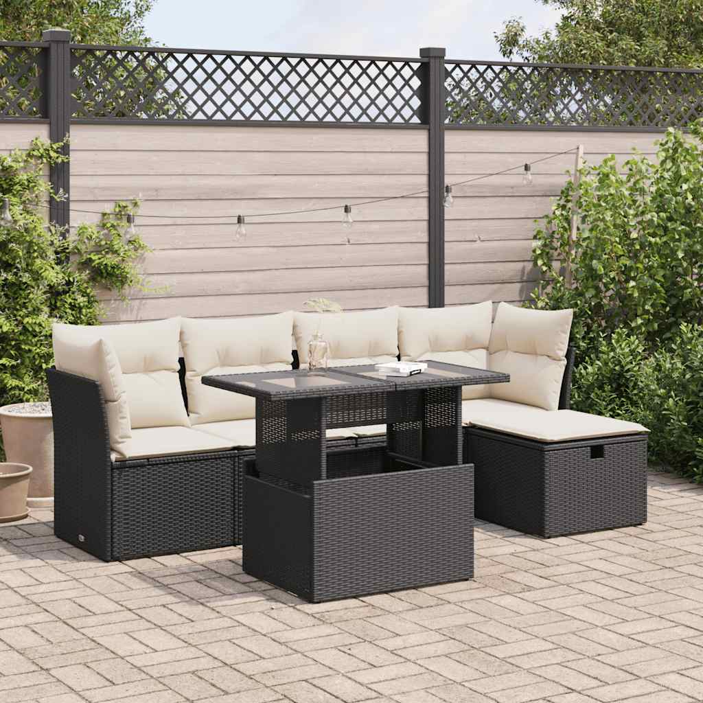 8721158752024_m_en_hd_1 vidaXL 6 Piece Garden Sofa Set with Cushions Black Poly Rattan - Image 1