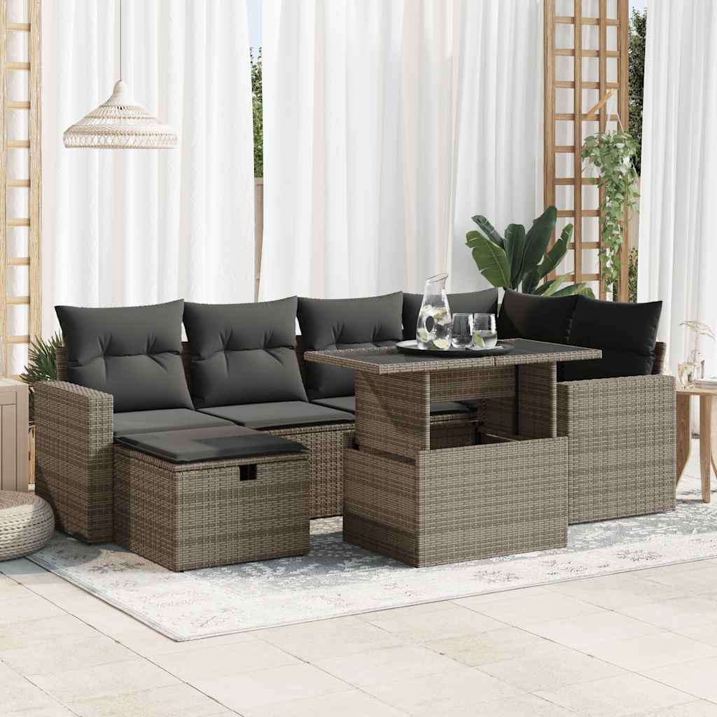 8721158752567_m_en_hd_1 vidaXL 7 Piece Garden Sofa Set with Cushions Grey Poly Rattan - Image 1