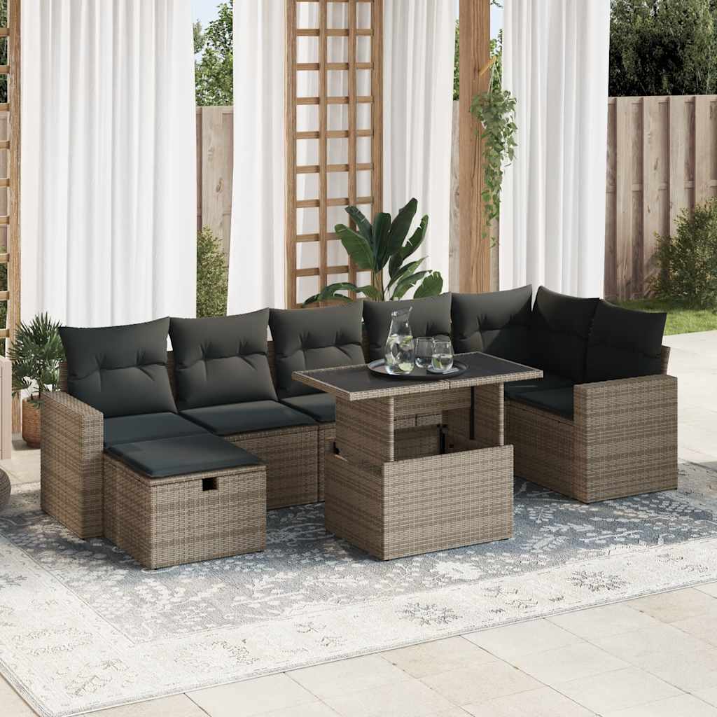 8721158752666_m_en_hd_1 vidaXL 8 Piece Garden Sofa Set with Cushions Grey Poly Rattan - Image 1