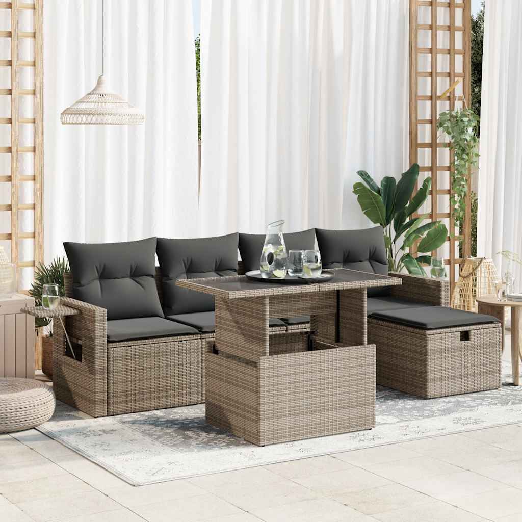 8721158752864_m_en_hd_1 vidaXL 6 Piece Garden Sofa Set with Cushions Grey Poly Rattan - Image 1
