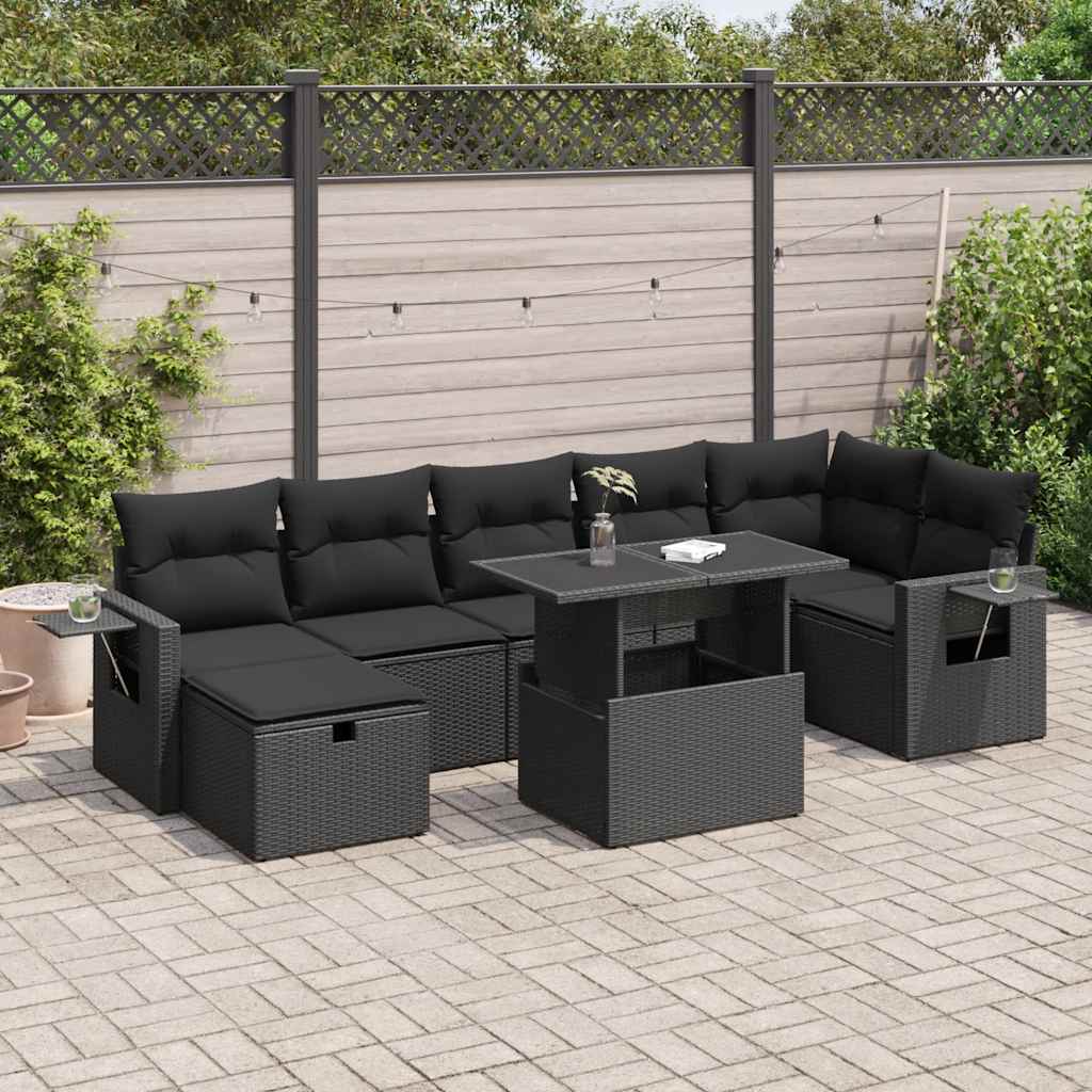 8721158753014_m_en_hd_1 vidaXL 8 Piece Garden Sofa Set with Cushions Black Poly Rattan - Image 1
