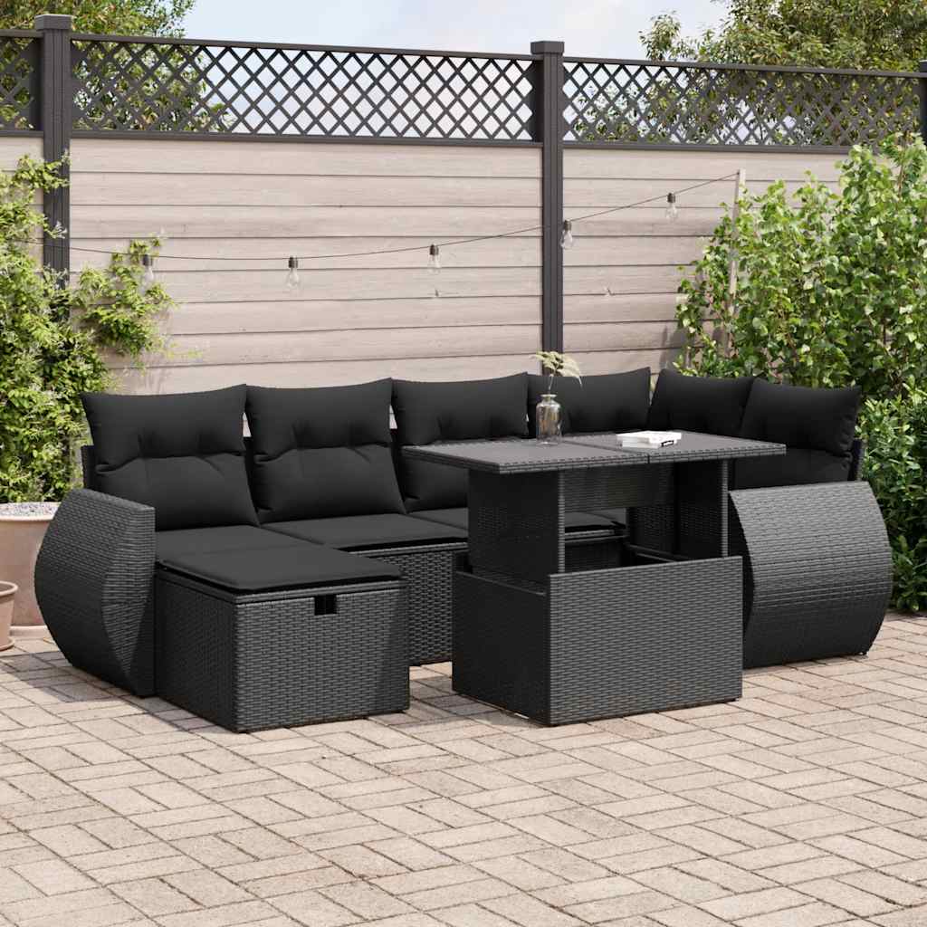 8721158753311_m_en_hd_1 vidaXL 7 Piece Garden Sofa Set with Cushions Black Poly Rattan - Image 1