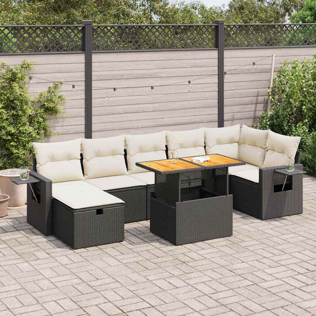 8721158754721_m_en_hd_1 vidaXL 5 Piece Garden Sofa Set with Cushions Black Poly Rattan Acacia - Image 1