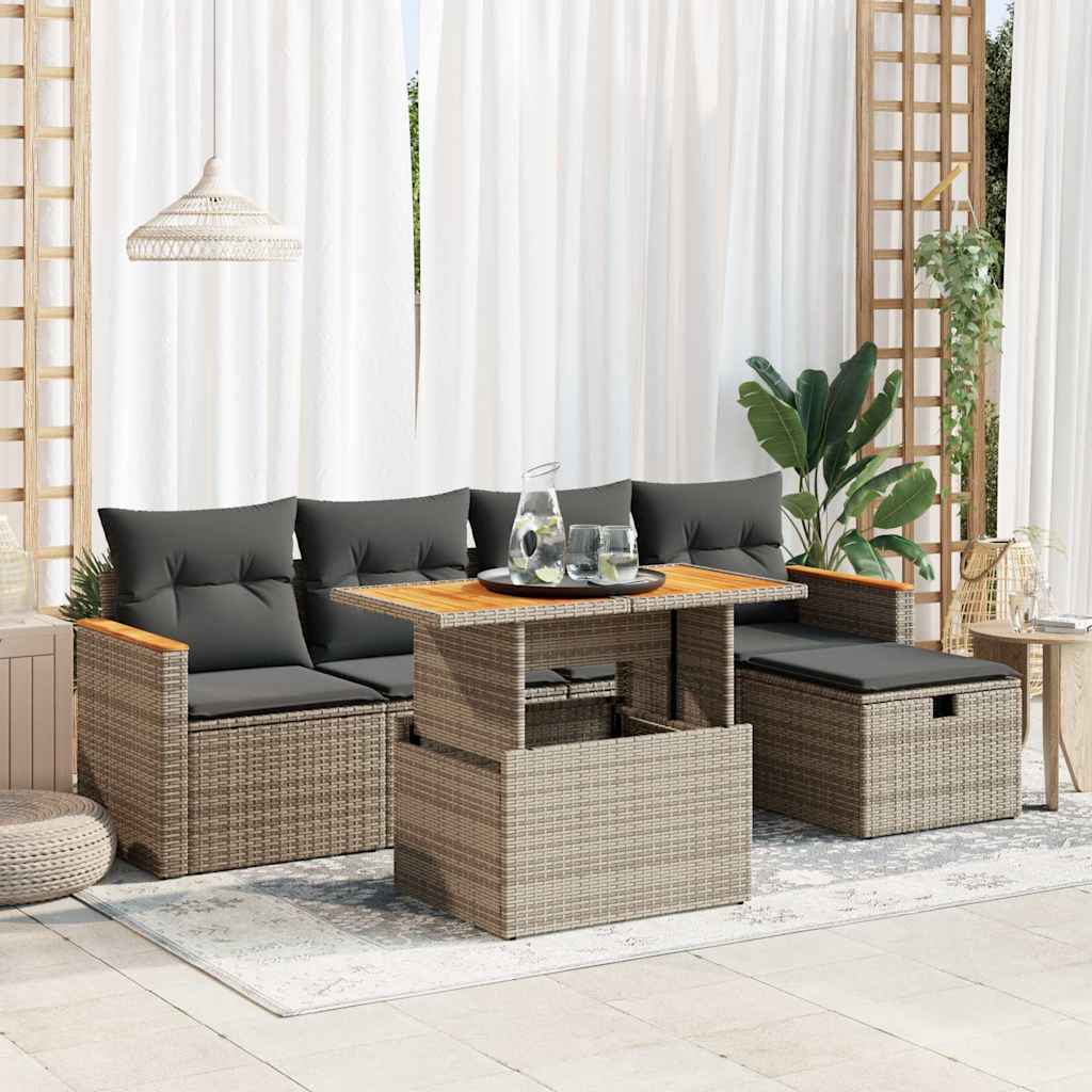 8721158755469_m_en_hd_1 vidaXL 6 Piece Garden Sofa Set with Cushions Grey Poly Rattan - Image 1