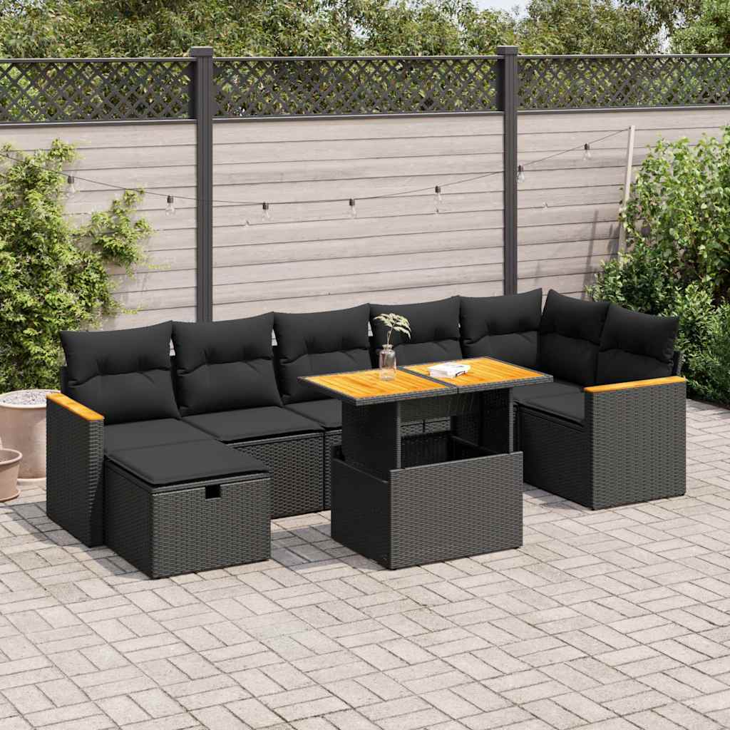 8721158755551_m_en_hd_1 vidaXL 5 Piece Garden Sofa Set with Cushions Black Poly Rattan - Image 1
