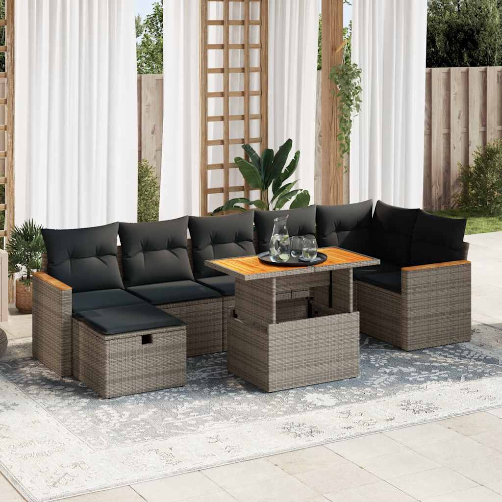 8721158755605_m_en_hd_1 vidaXL 5 Piece Garden Sofa Set with Cushions Grey Poly Rattan - Image 1