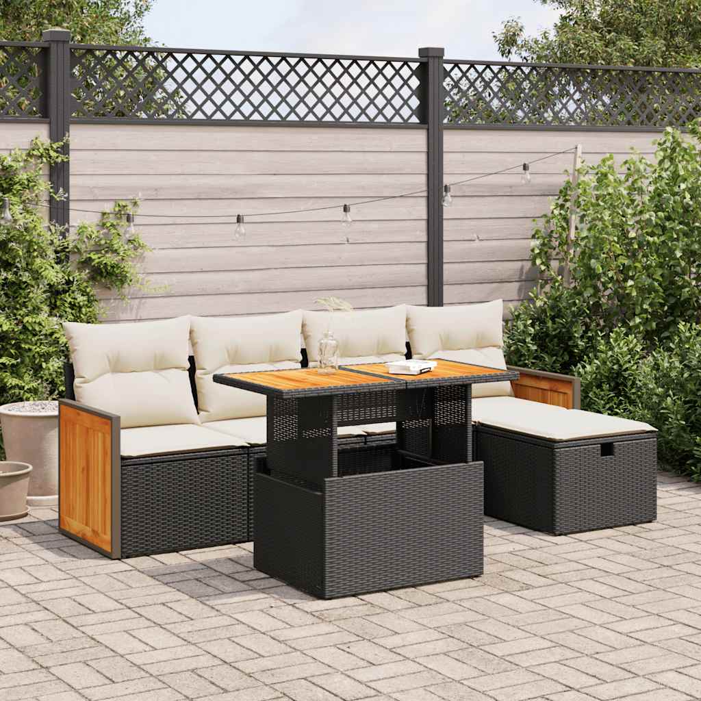 8721158755841_m_en_hd_1 vidaXL 6 Piece Garden Sofa Set with Cushions Black Poly Rattan - Image 1