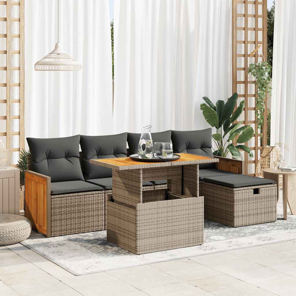 8721158755889_m_en_hd_1 vidaXL 6 Piece Garden Sofa Set with Cushions Grey Poly Rattan - Image 1