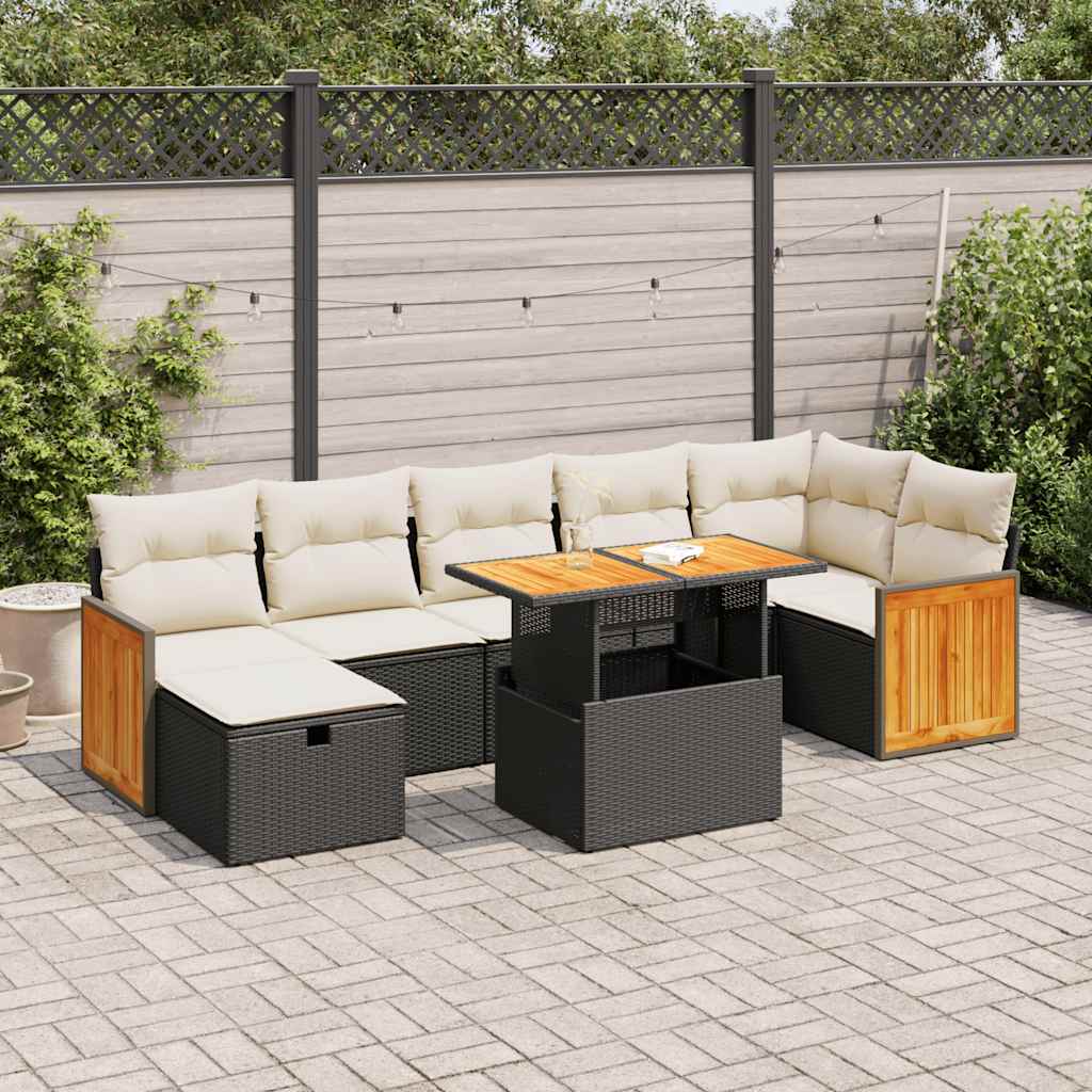 vidaXL 5 Piece Garden Sofa Set with Cushions Black Poly Rattan