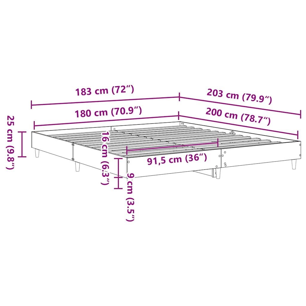 8721158759757_g_en_hd_7 vidaXL Bed Frame without Mattress Sonoma Oak 180x200cm Engineered Wood - Image 9