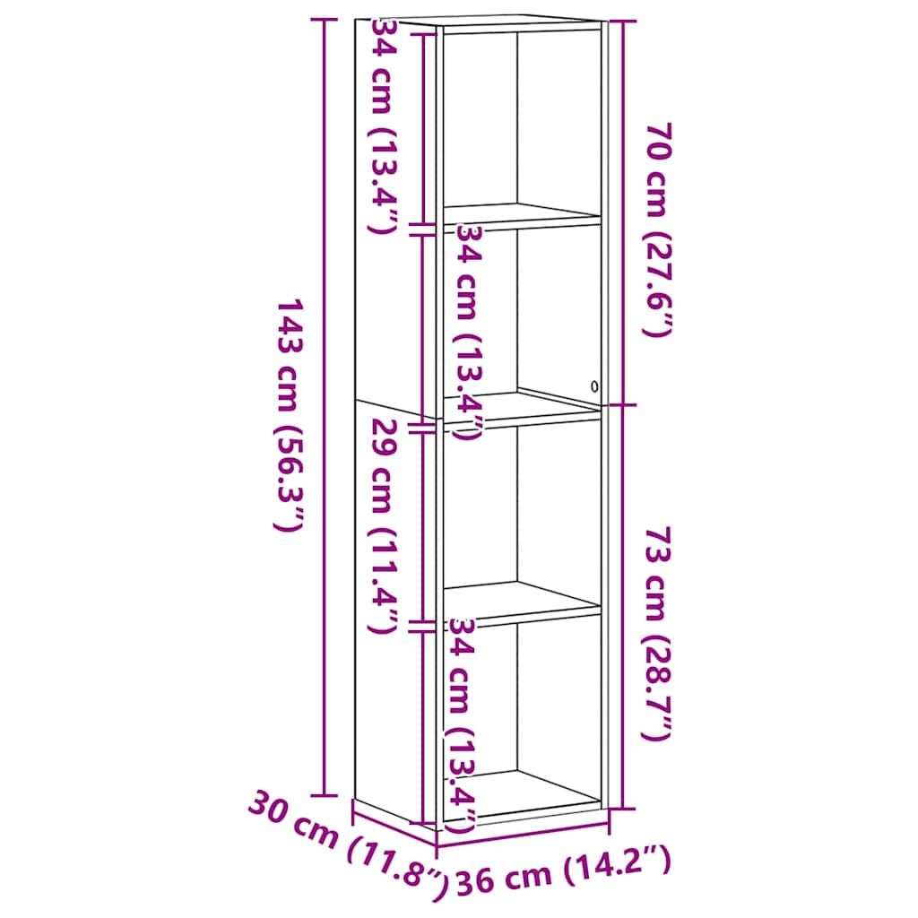 8721158768155_wbg-siz_en_hd_1 vidaXL Book Cabinet Black oak 36 x 30 x 143 cm Engineered Wood - Image 12