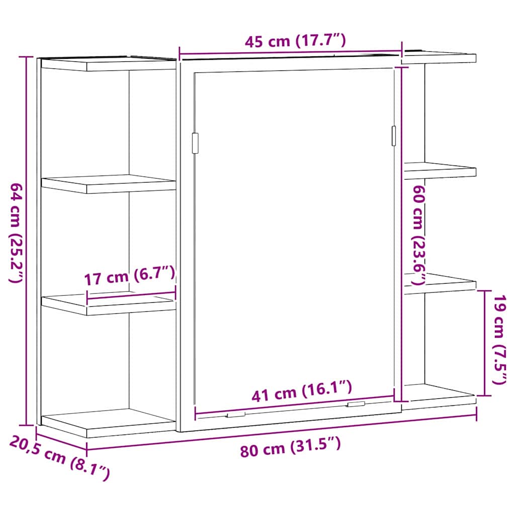 8721158769015_wbg-siz_en_hd_1 vidaXL Mirror Cabinet Black oak 80 x 20.5 x 64 cm Engineered Wood - Image 13