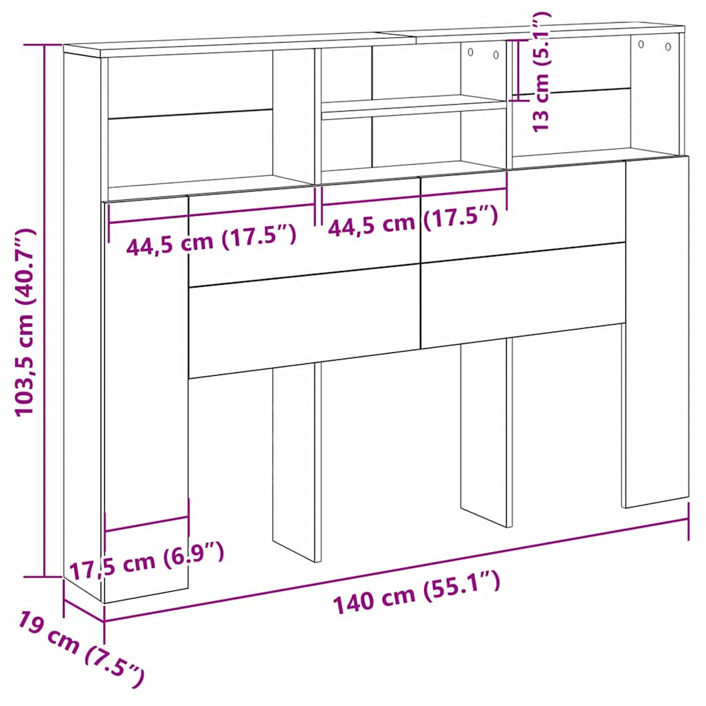 8721158771506_wbg-siz_en_hd_1 vidaXL Headboard Cabinet Black oak 140 x 19 x 103.5 cm Engineered wood - Image 11