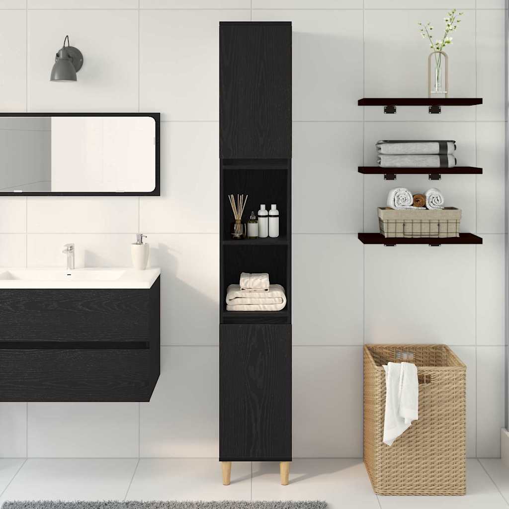8721158772039_mo-im_en_hd_2 vidaXL Bathroom Cabinet Black oak 30 x 30 x 190 cm Engineered Wood - Image 4